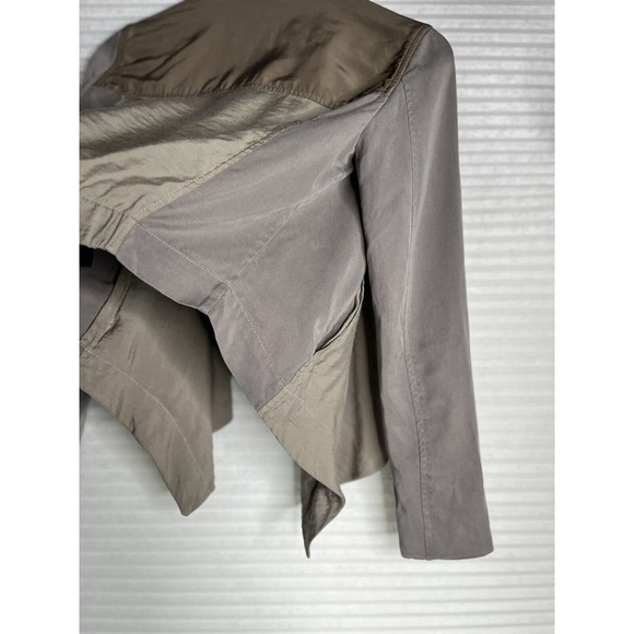 ALL SAINTS Kwar cropped long sleeve jacket khaki block green tan Women Size 2 - Picture 6 of 13